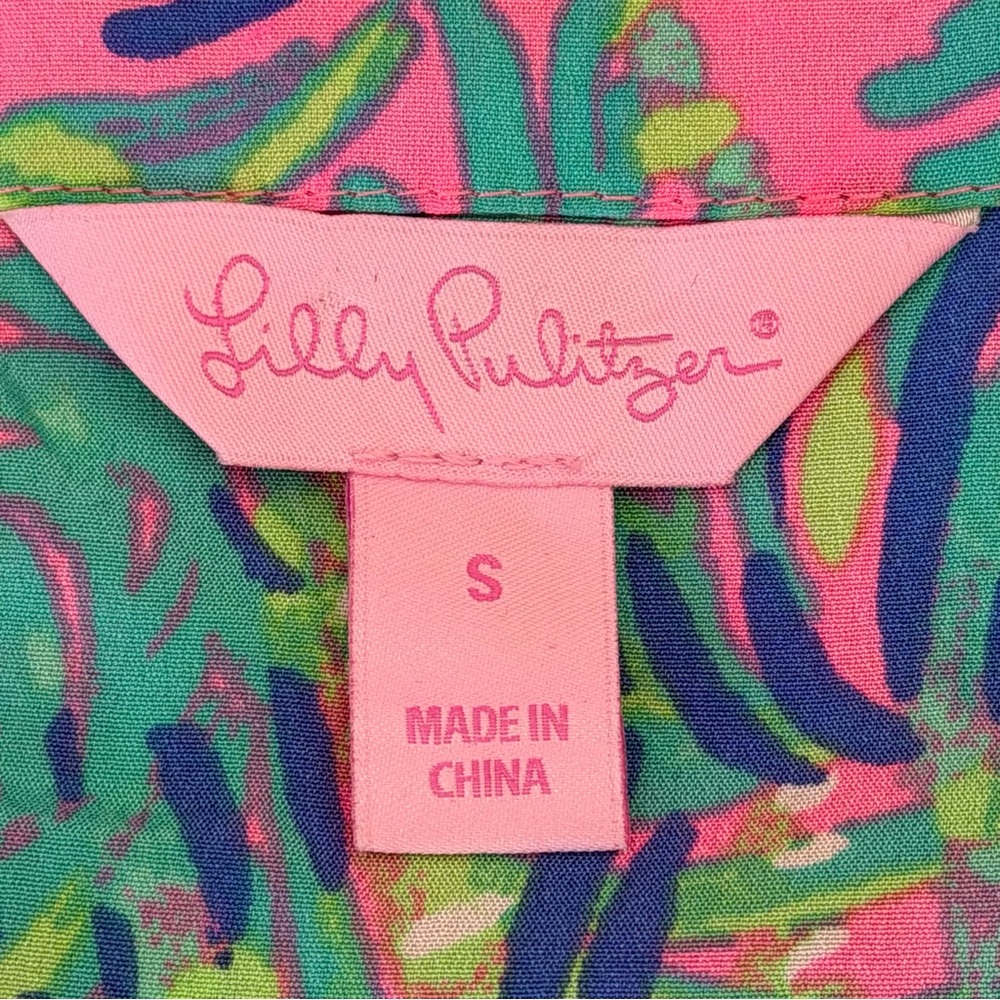 Lilly Pulitzer Adira silk off the shoulder top Small Pink Sunset Coco Breeze - Picture 8 of 10